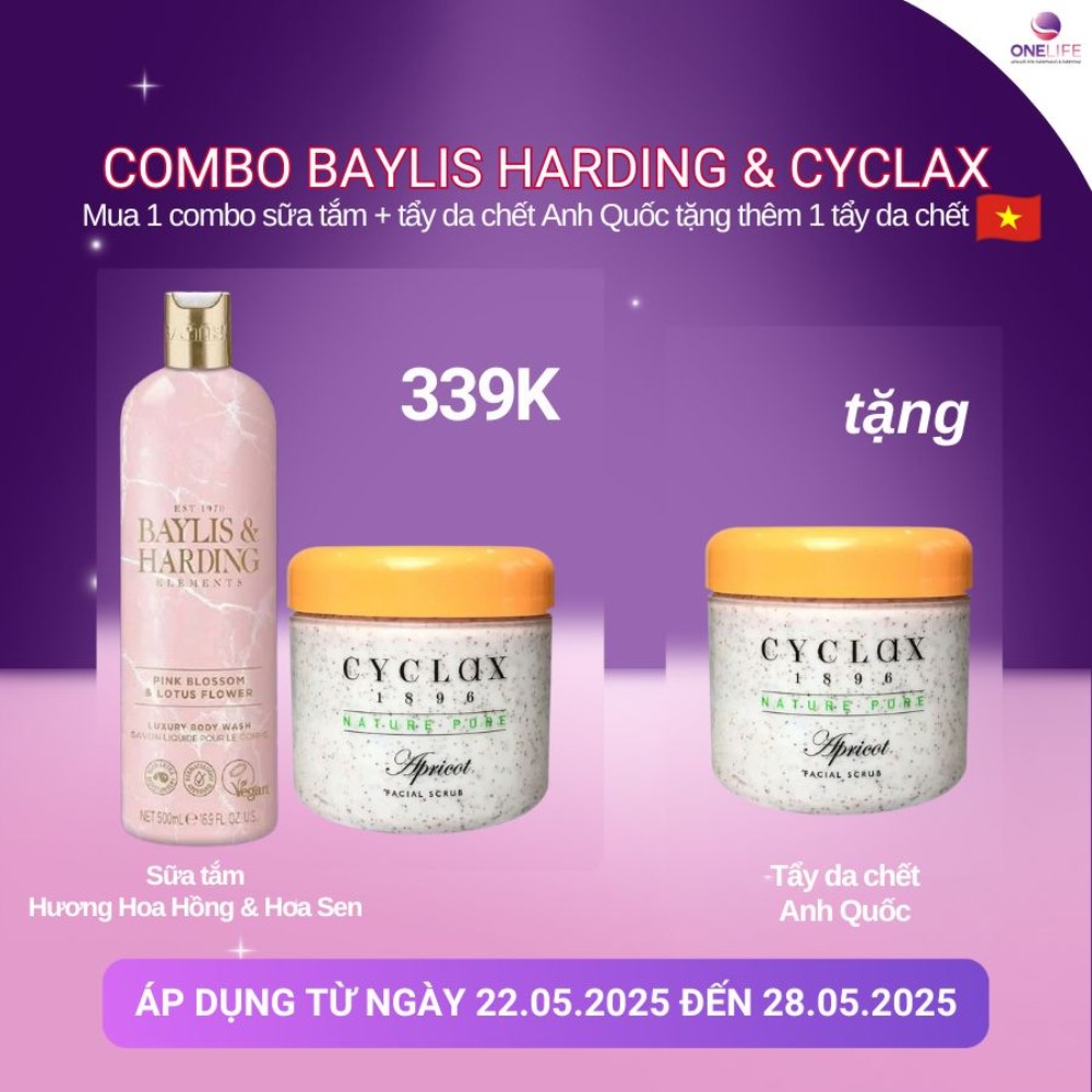 [Mua 2 tặng 1] Combo Sữa tắm B&H Hương Hoa Sen và Tẩy tế bào chết Cyclax
