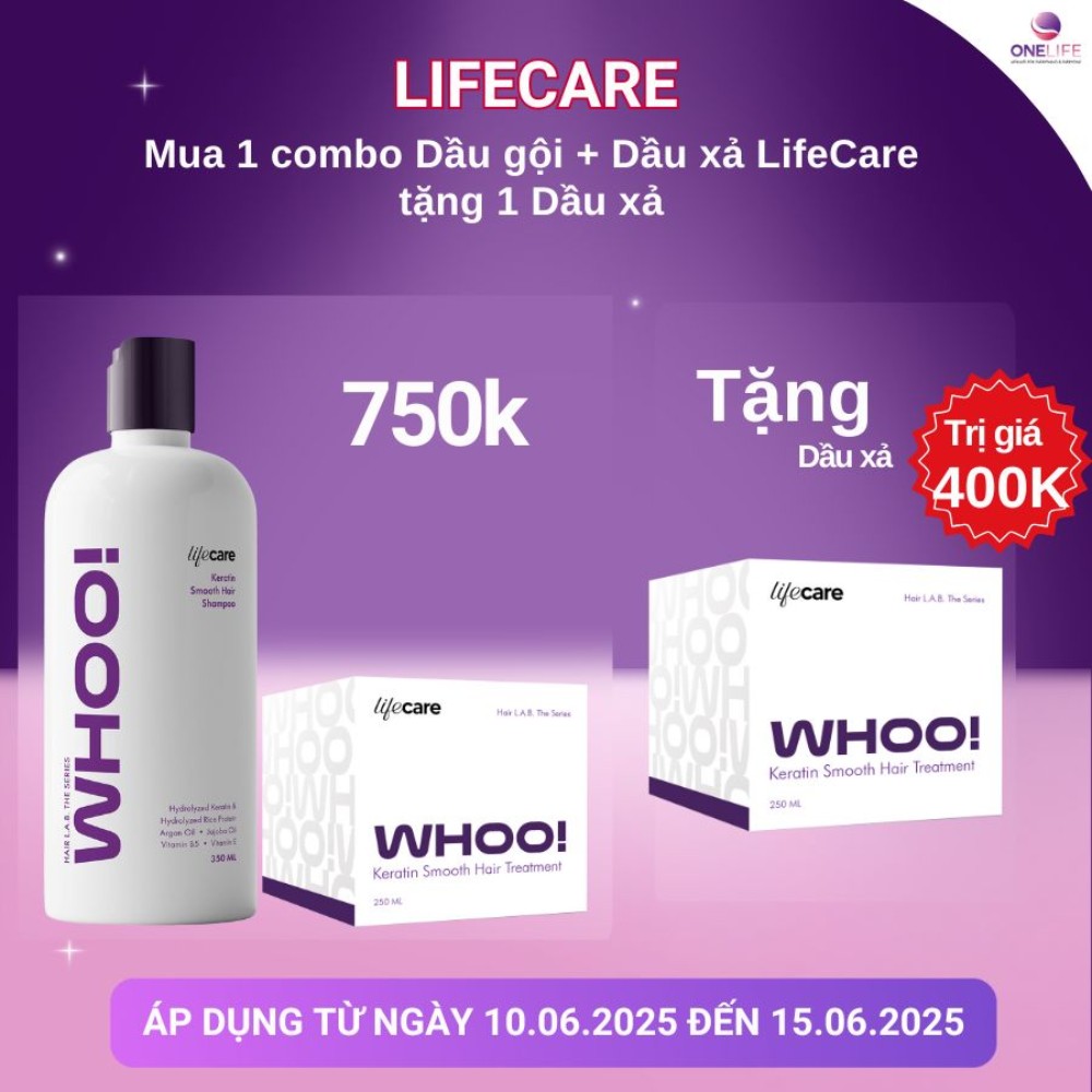 [Deal hời] Mua 1 cặp Dầu gội + Dầu xả LifeCare - Tặng 1 Dầu xả LifeCare