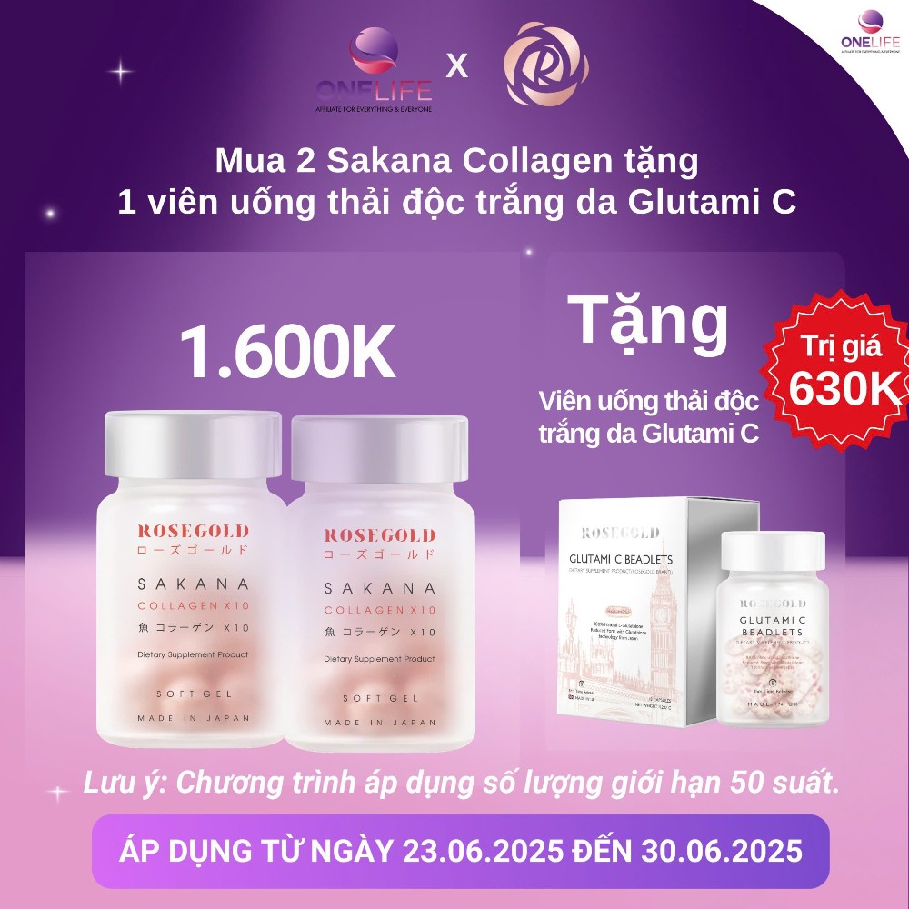 [Deal hời] Mua 2 Sakana Collagen - Tặng 1 viên uống trắng da thải độc GlutamiC