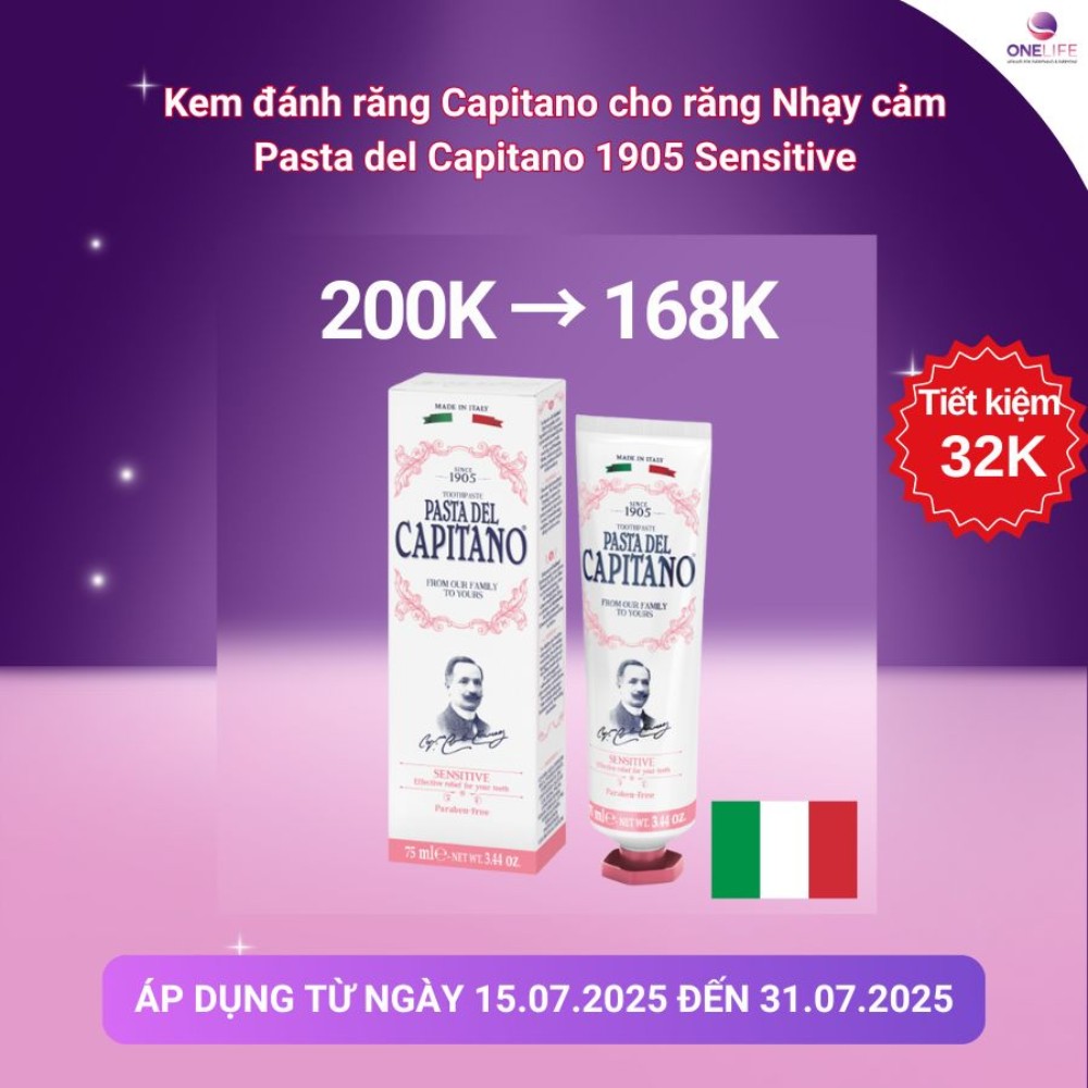 Kem đánh răng Capitano cho răng Nhạy cảm Pasta del Capitano 1905 Sensitive