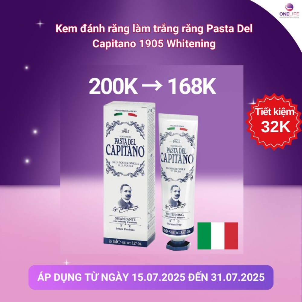 Kem đánh răng làm trắng răng Pasta Del Capitano 1905 Whitening