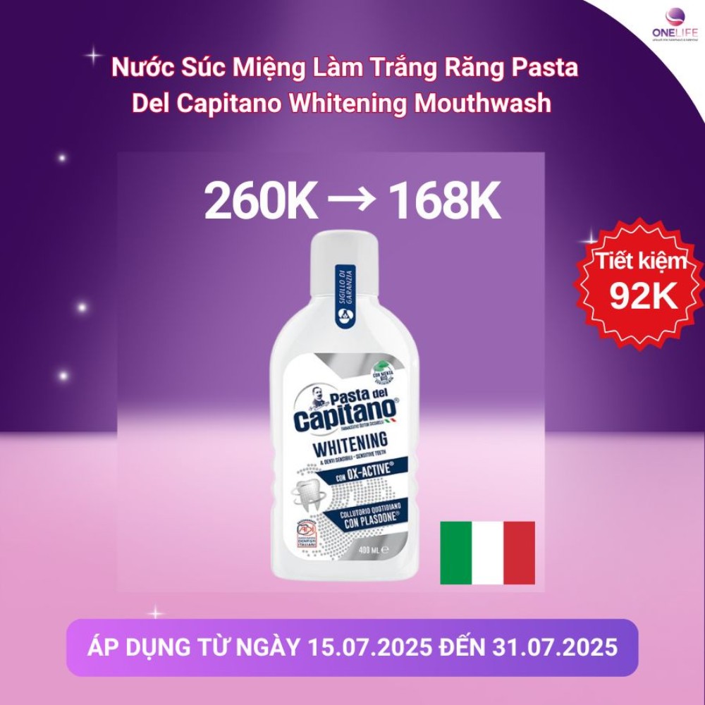 Nước Súc Miệng Làm Trắng Răng Pasta Del Capitano Whitening Mouthwash - 400ml