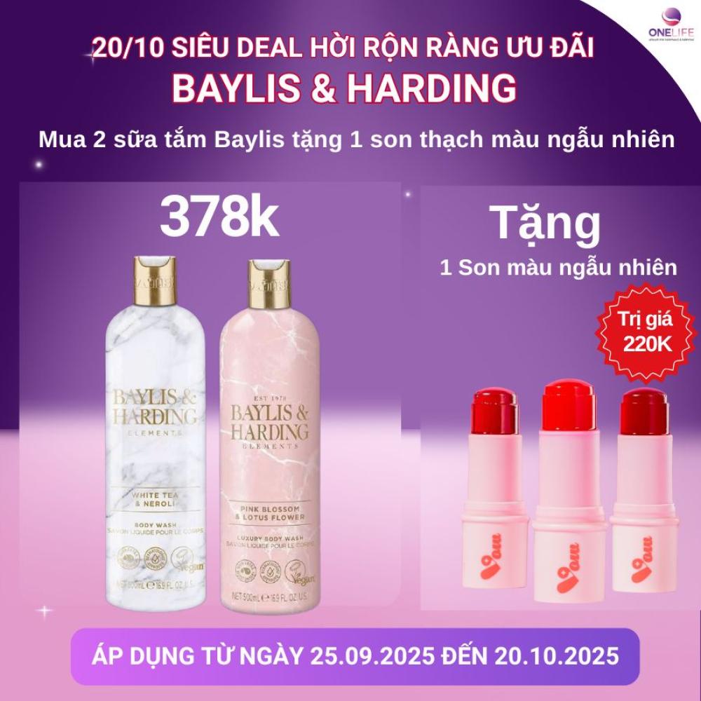 Combo 2 sữa tắm Baylis&Harding tặng 1 son thạch màu ngẫu nhiên